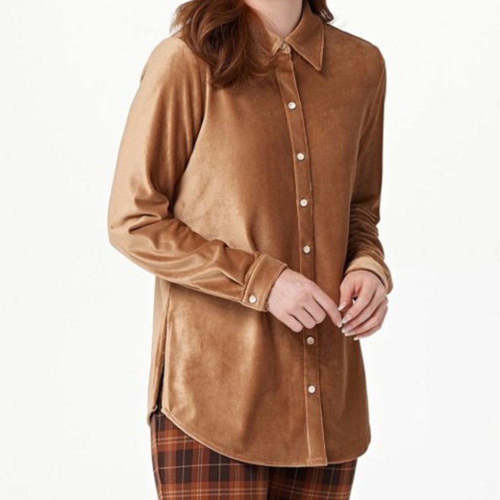 Susan Graver | Light Honey Weekend Corduroy Button-Up / Size M
